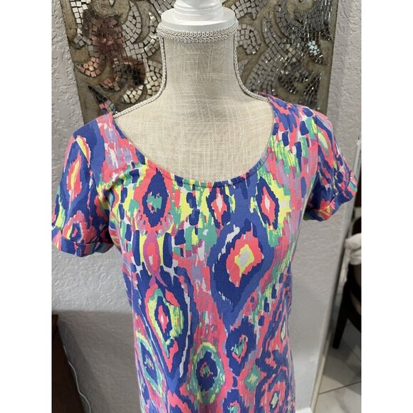 Lilly Pulitzer Multicolor Vibrant Ikat Print Short Sleeve Dress S - Picture 2 of 8